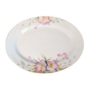 Noritake China Azalea 13 3/4" Hand-Painted Oval Tray platter green M wreath mark